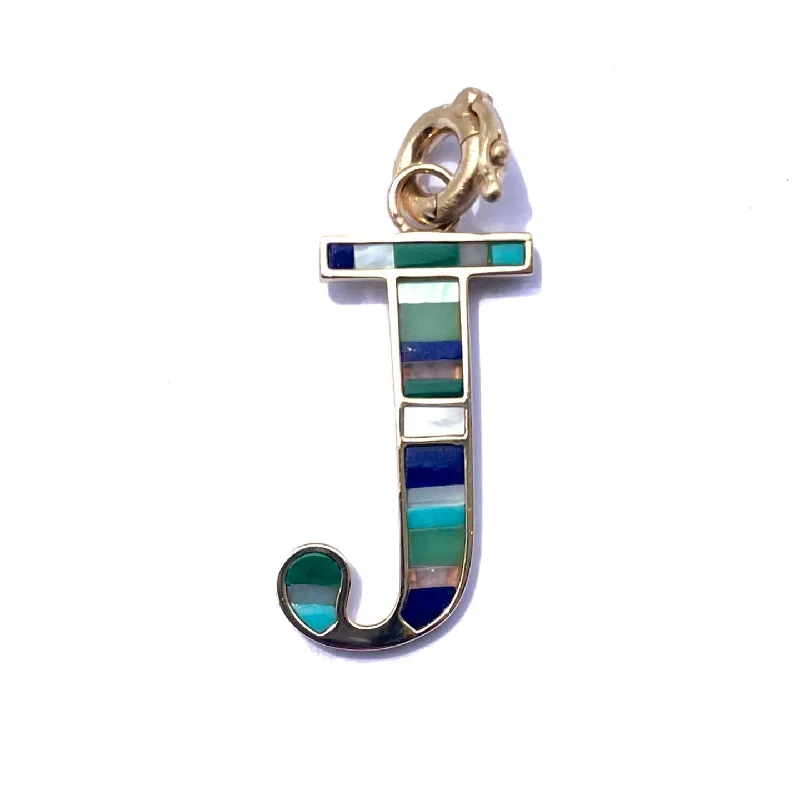 14K Gold & Gemstone Initial J Ella Charm