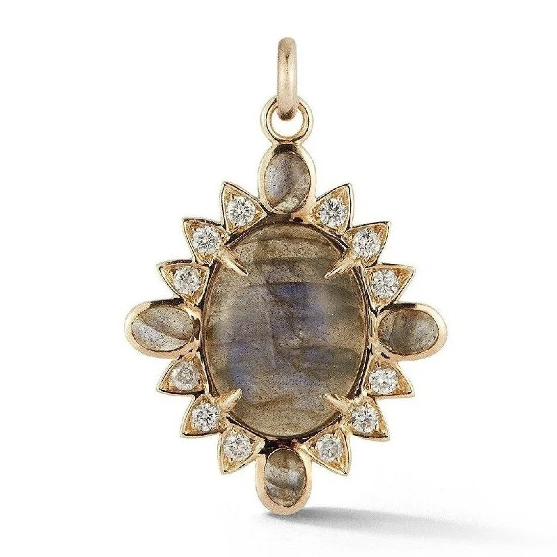 14K Gold Labradorite & Diamond Nora Charm