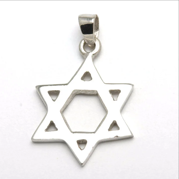 14k White Gold Jewish Star of David Pendant