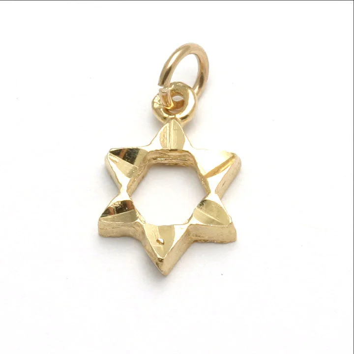 14k Yellow Gold Star of David Pendant Small Thick