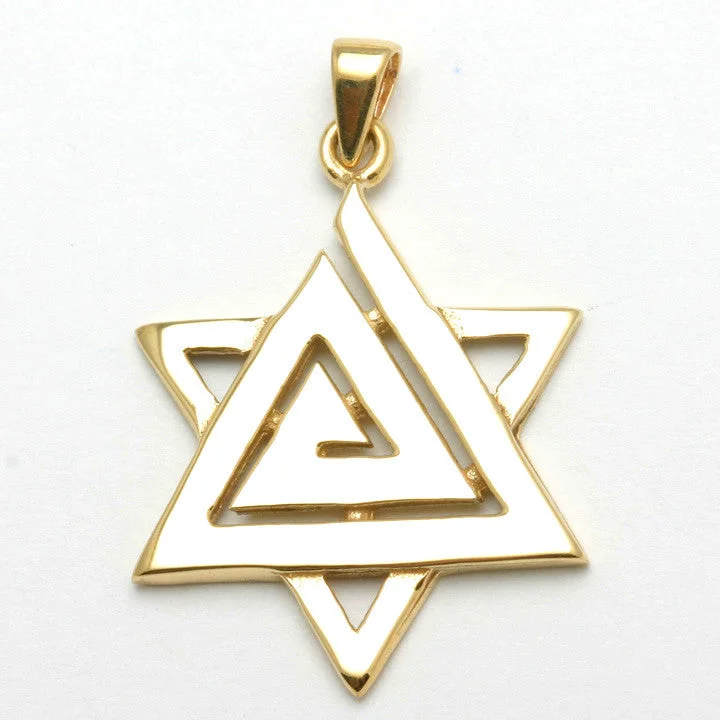 14k Yellow Gold Star of David Pendant Geometric