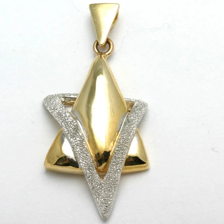 Yellow & White Gold Jewish Star of David Modern Brushed