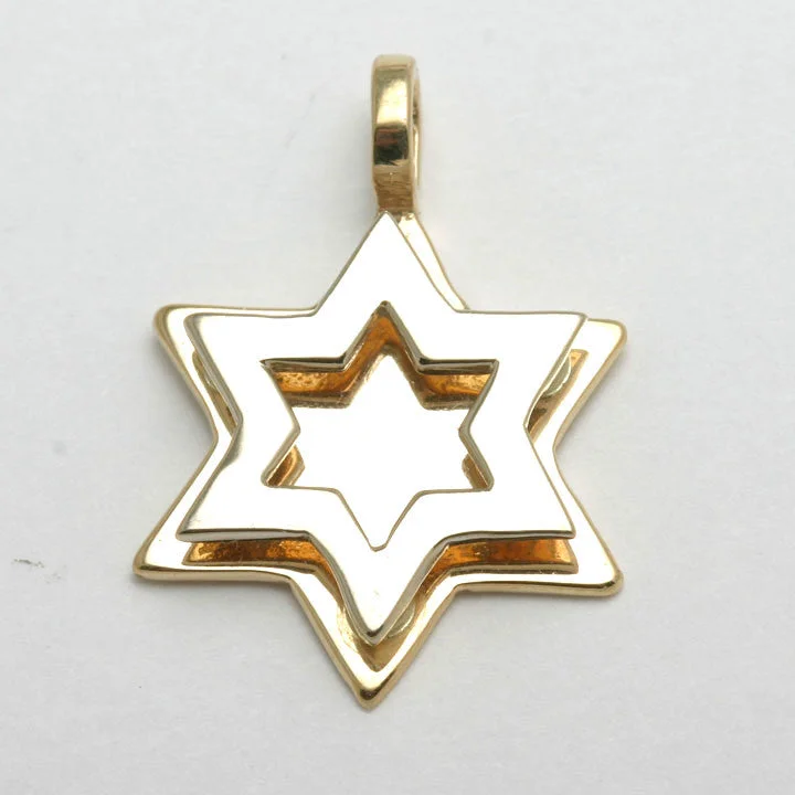 14k Yellow & White Star of David Pendant