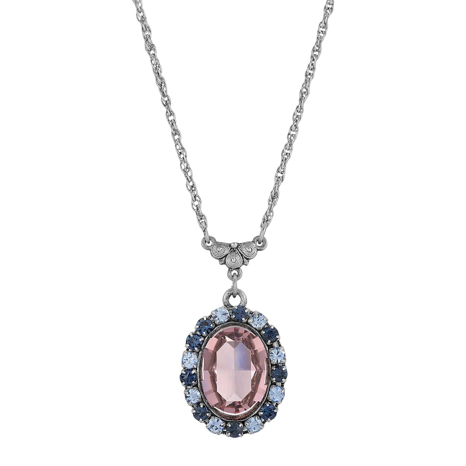 Anastasia Blue Rimmed Purple Oval Pendant Necklace