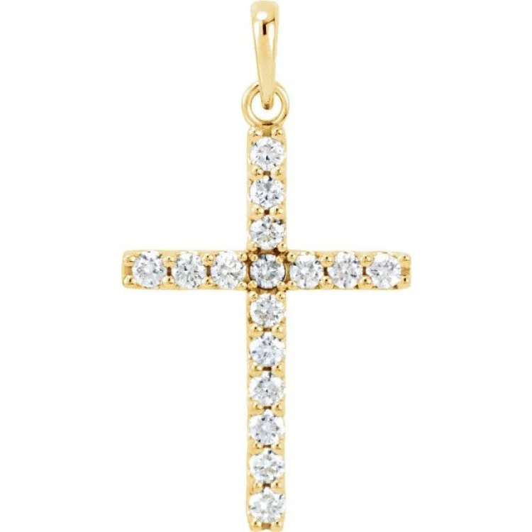 14K Yellow 1/2 CTW Natural Diamond Cross Pendant