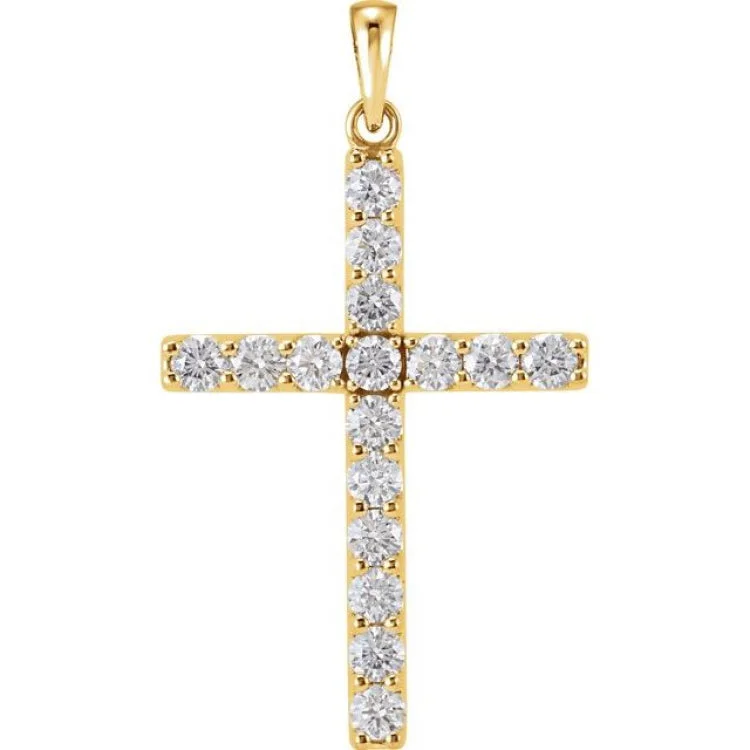 14K Yellow 1 1/4 CTW Natural Diamond Cross Pendant