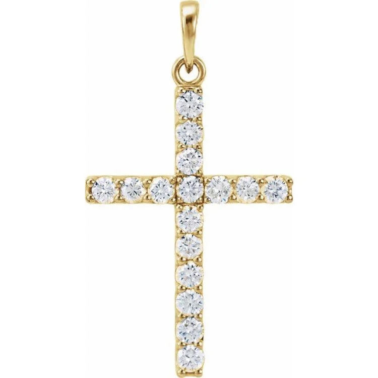 14K Yellow 1/8 CTW Natural Diamond Cross Pendant