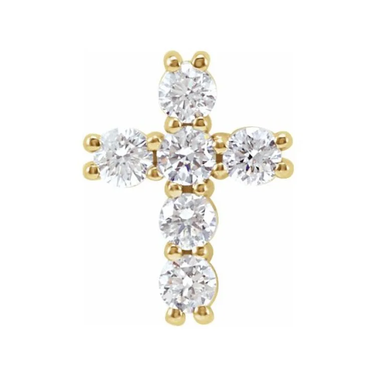 14K Yellow 1/4 CTW Natural Diamond Cross Pendant