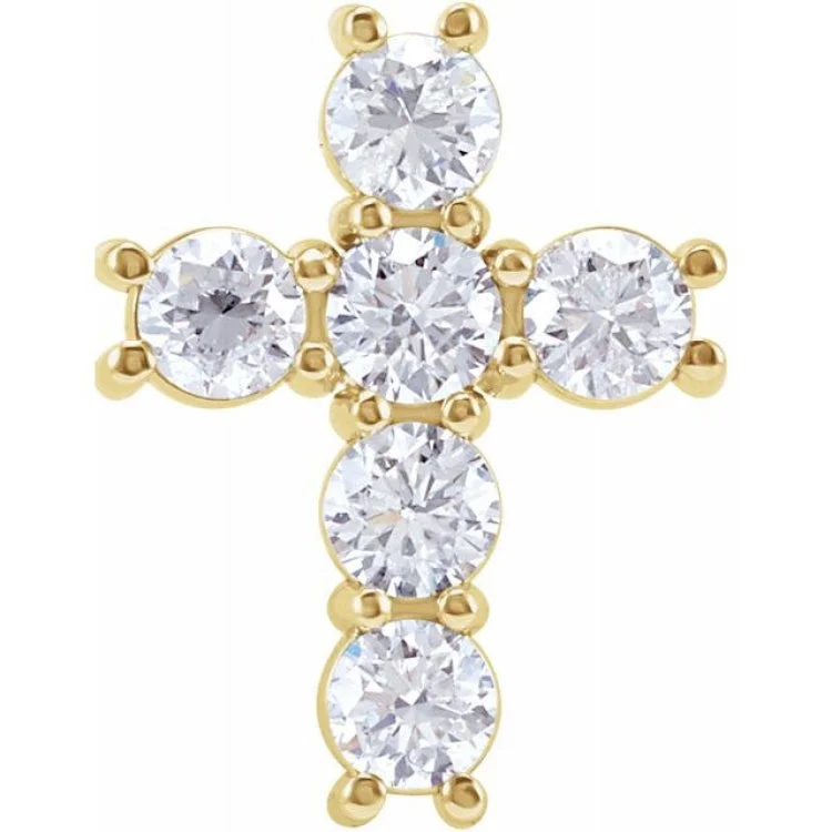 14K Yellow 9/10 CTW Natural Diamond Cross Pendant