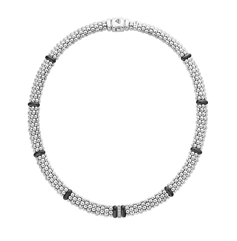 LAGOS Black Caviar Single Station Diamond Necklace