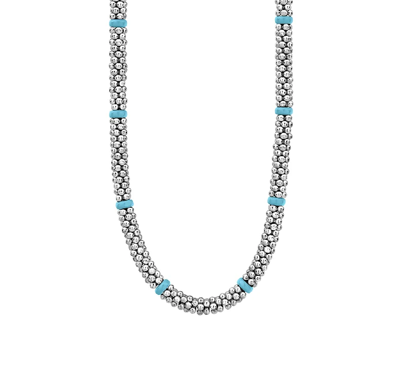 LAGOS Blue Caviar Ceramic Single Bead Station Necklace