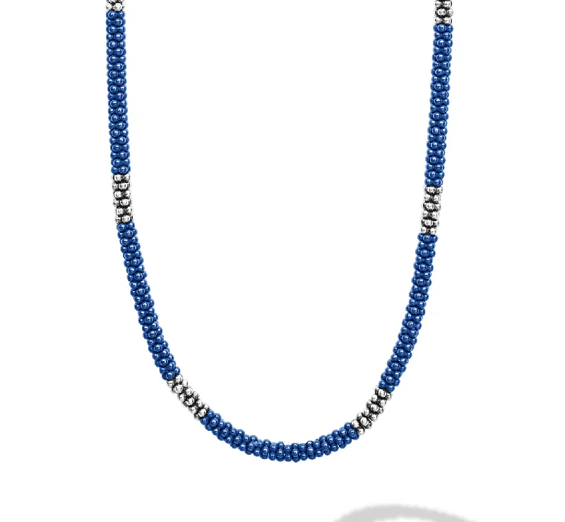 LAGOS Blue Caviar Silver Station Ceramic Beaded Necklace