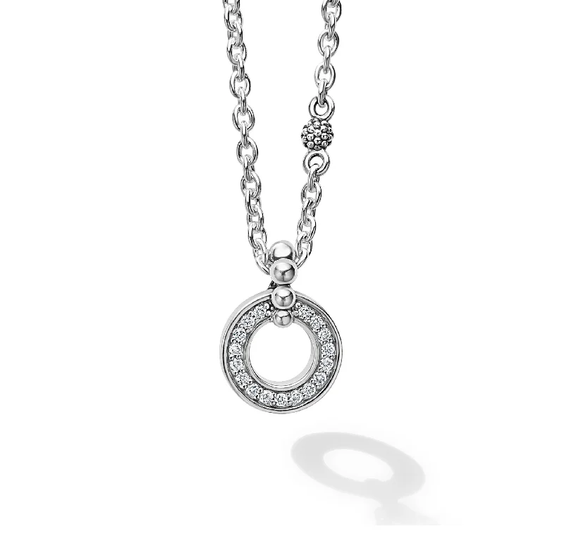 LAGOS Caviar Spark Diamond Circle Pendant Necklace