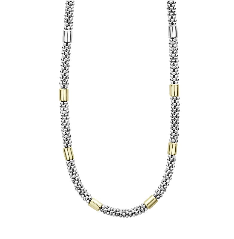 LAGOS High Bar Gold Station Caviar Necklace