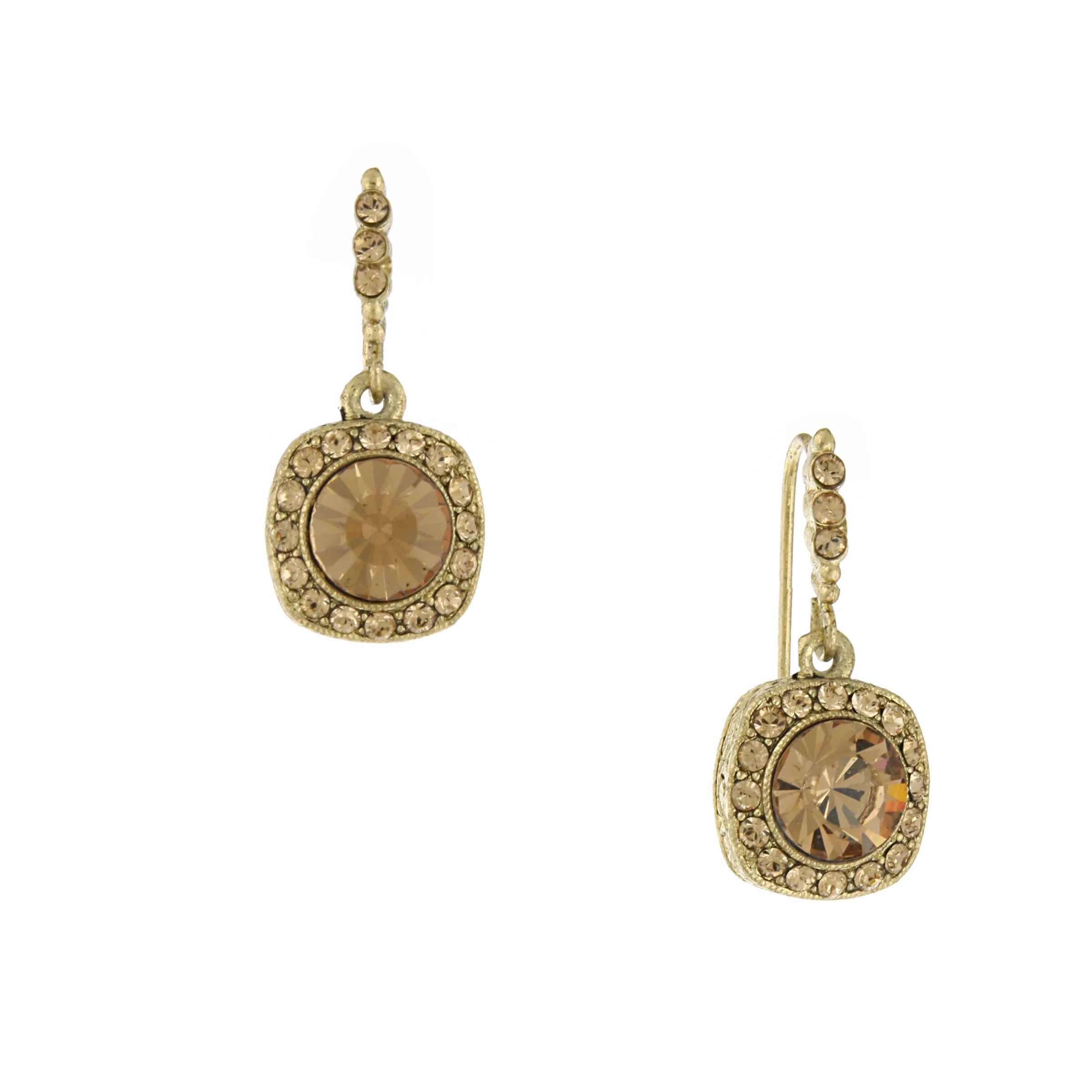 Light Topaz Stone & Crystal Drop Earrings