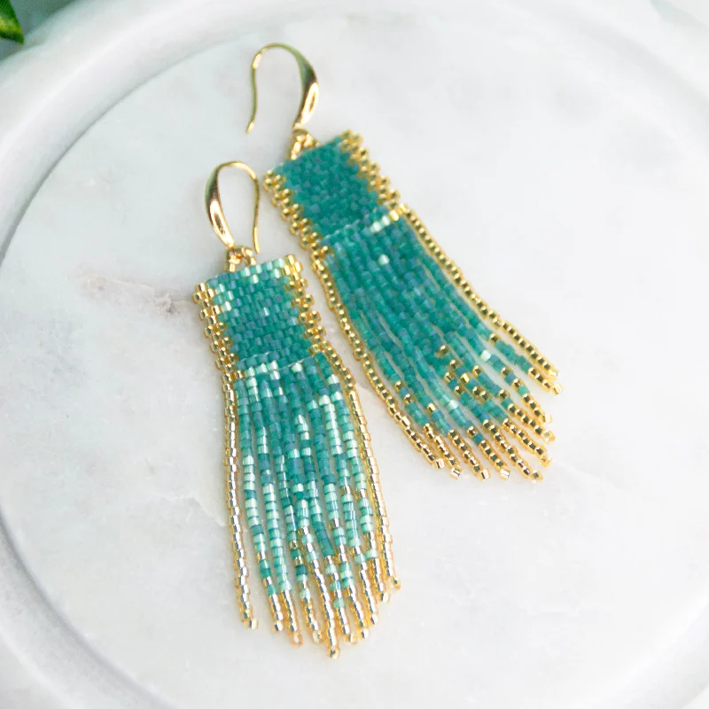 Iridescent Waves Fringe earrings