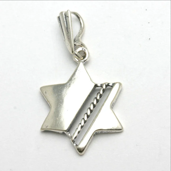 Sterling Silver Jewish Star of David Pendant Oxidized