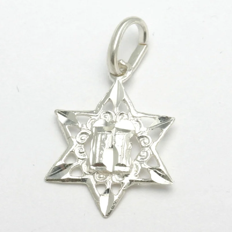 Sterling Silver Star of David 10 Commandments Pendant