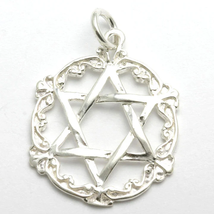 Sterling Silver Jewish Star of David Encircled Pendant