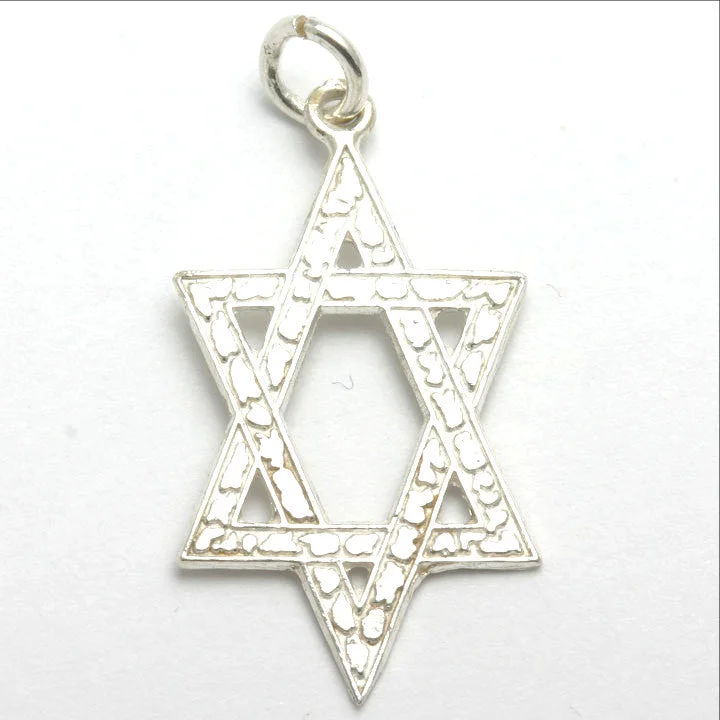 Sterling Silver Star of David Pendant Elongated