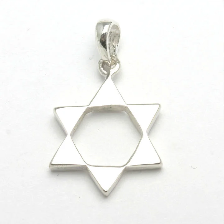 Sterling Silver Star of David Pendant Modern