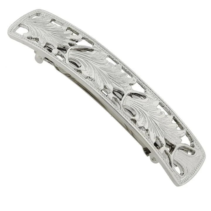 Victorian Inspired Silver Tone Bar Hair Barrette