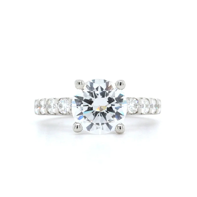 Platinum Shared Prong Engagement Ring Setting