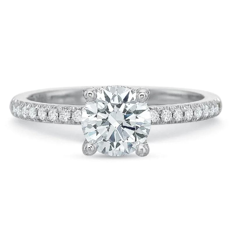 18K White Gold Prong Set Half Shank Engagement Ring Setting