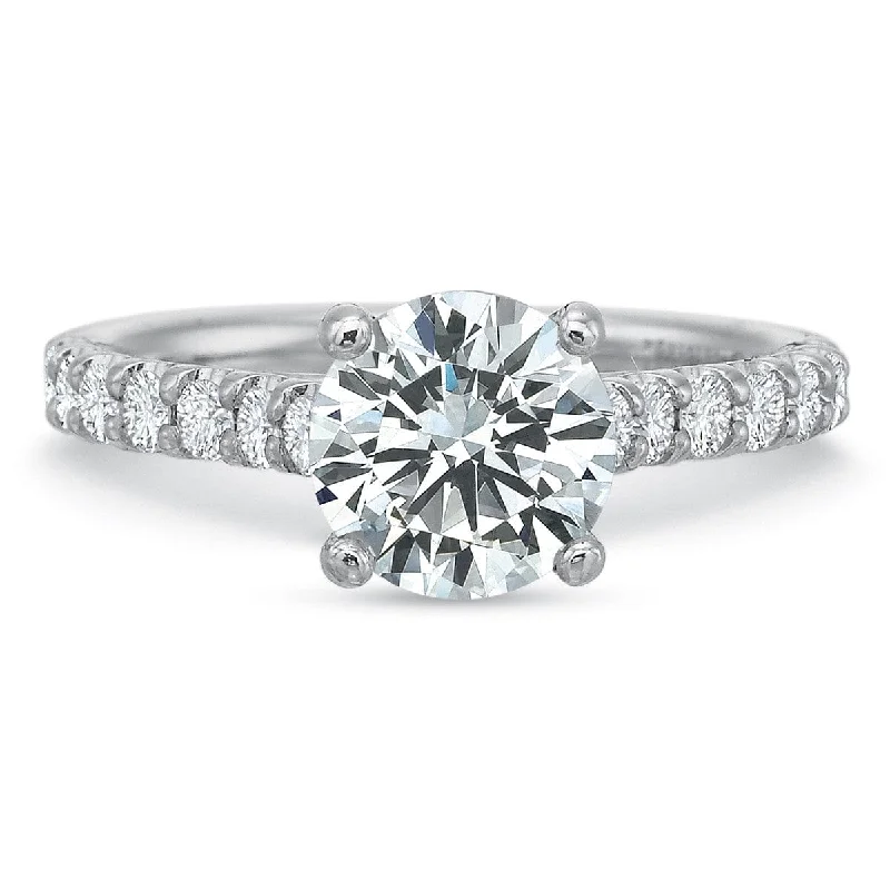 18K White Gold Accent Engagement Ring Setting