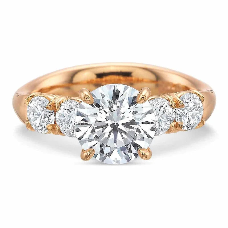 18K Rose Gold 4 Stone Engagement Ring Setting