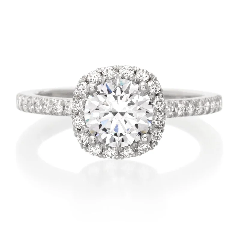 Platinum Cushion Halo Engagement Ring Setting