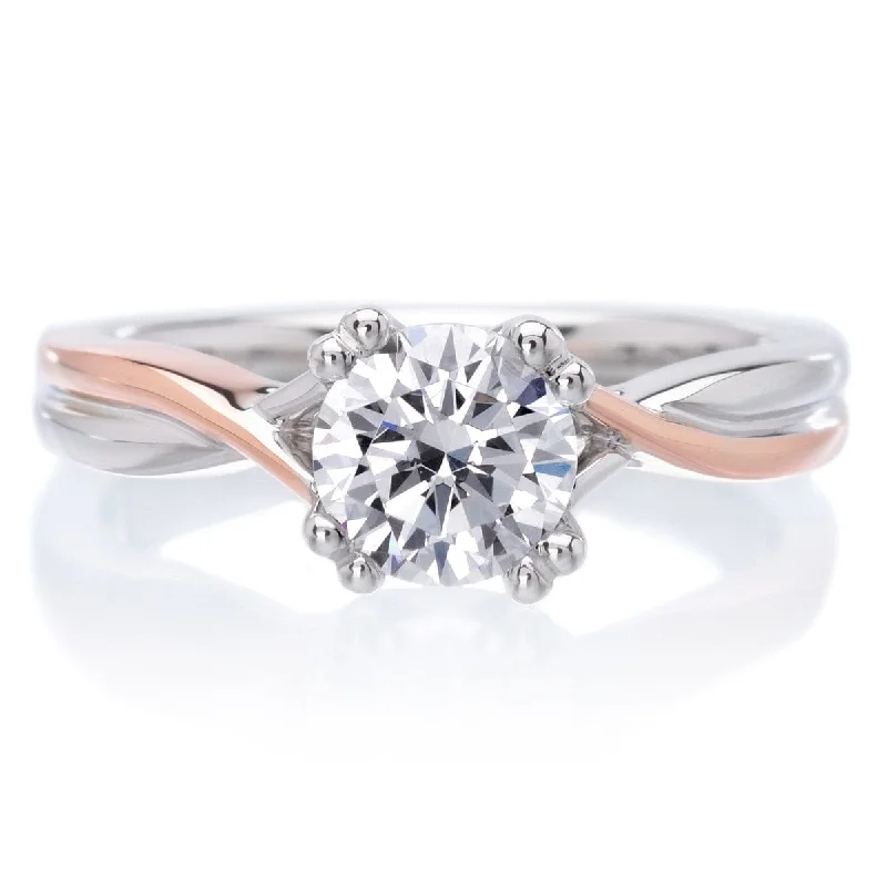 18K White and Rose Gold Solitude Engagement Ring Setting