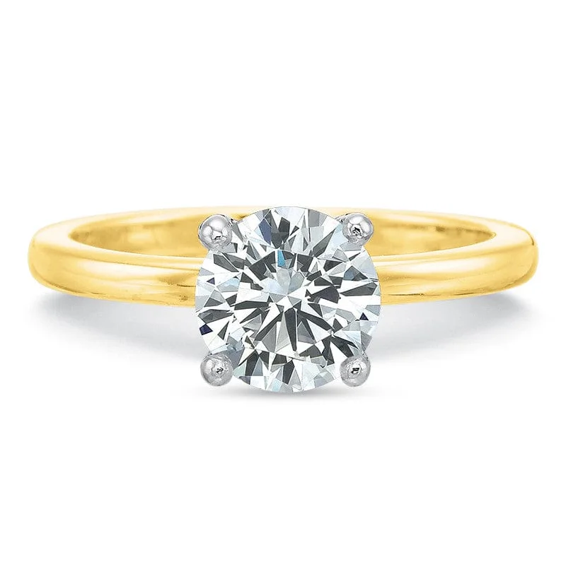 18K Yellow Gold 4-Prong Solitaire Engagement Ring Setting