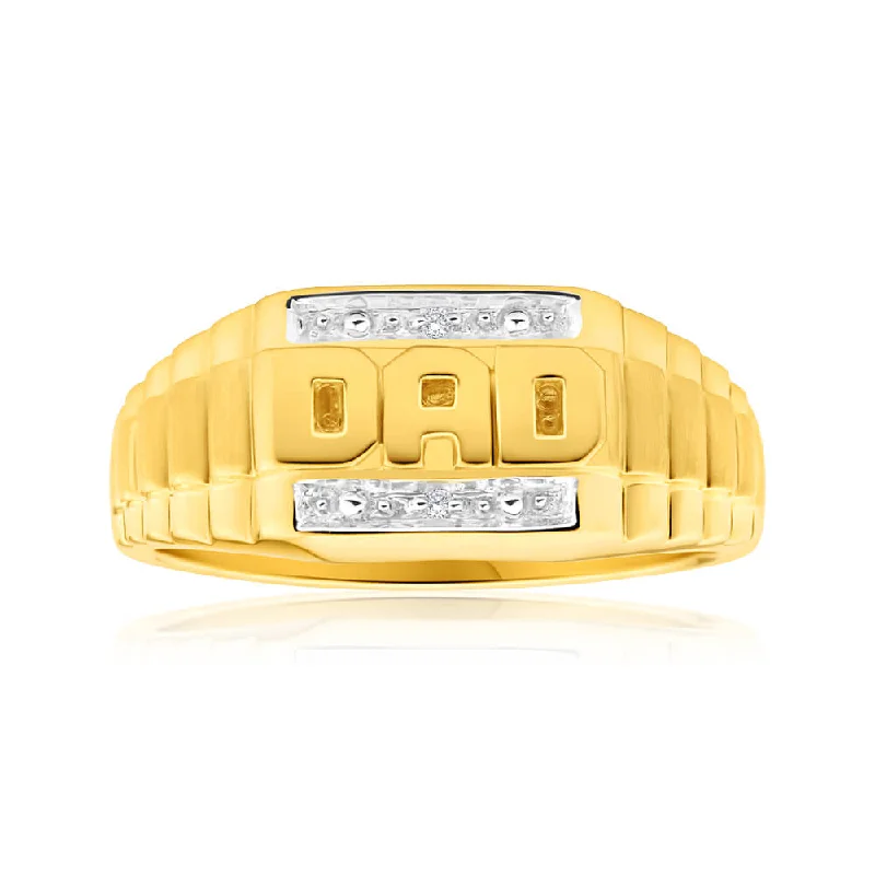 9ct Yellow Gold & White Gold 'Dad' Diamond Ring