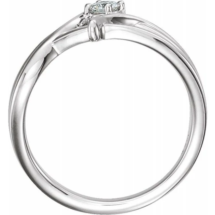 Sterling Silver 1/2 CT Natural Diamond Ring