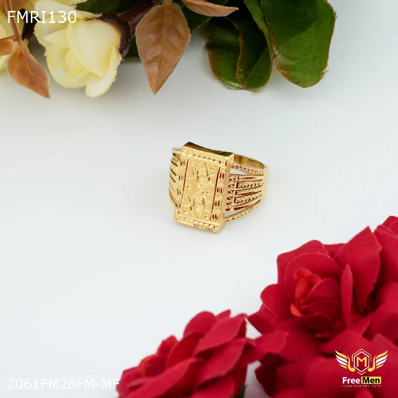 Freemen Rectangle Cross Golden ring design for men - FMRI130