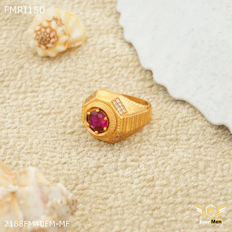 Freemen Red Stone with AD design ring for men - FMRI150