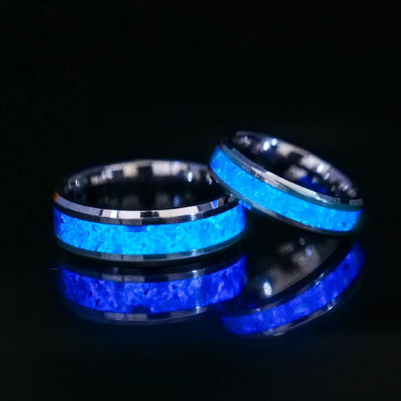 Matching Custom Glowstone Wedding Ring Set