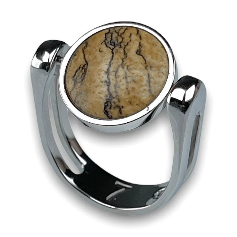 Picture Jasper Crystal Fidget Ring