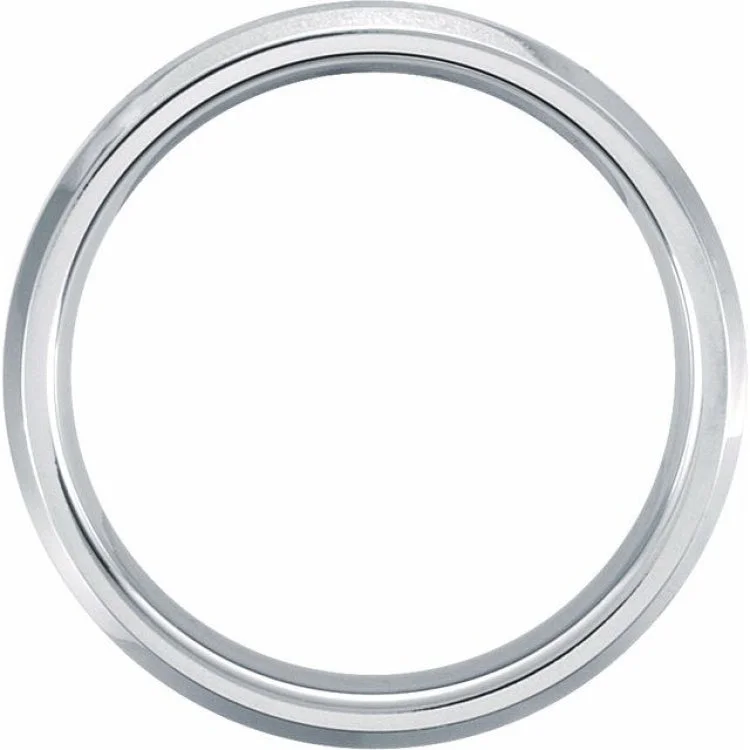 White Tungsten 6 mm Beveled-Edge Band Size 11.5