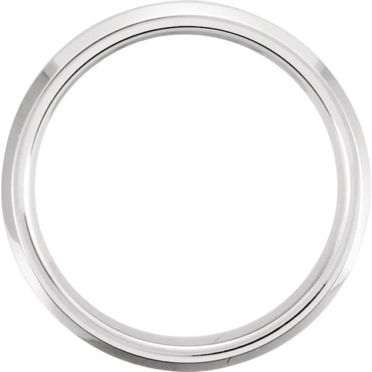 White Tungsten 6 mm Satin & Polished Beveled-Edge Band Size 7.5