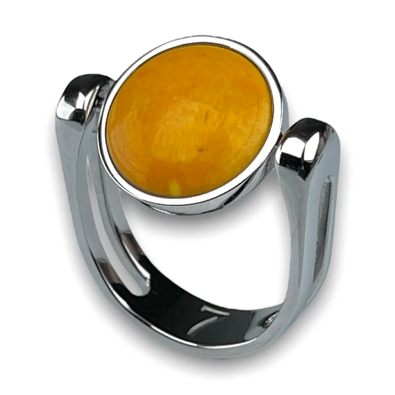 Yellow Mookaite Crystal Fidget Ring