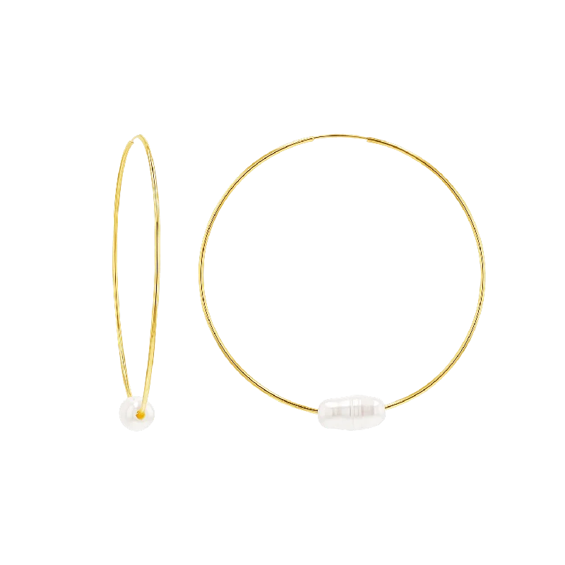 Pearl Accent Endless Hoop Earrings