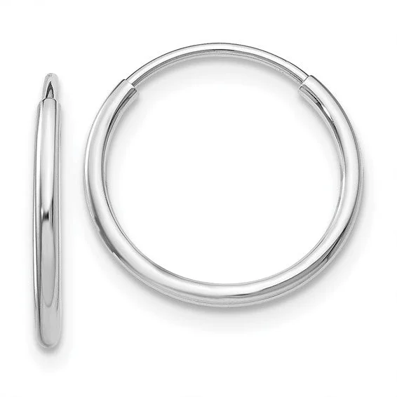 14K White Gold 1.25mm Polished Endless Hoop Earrings