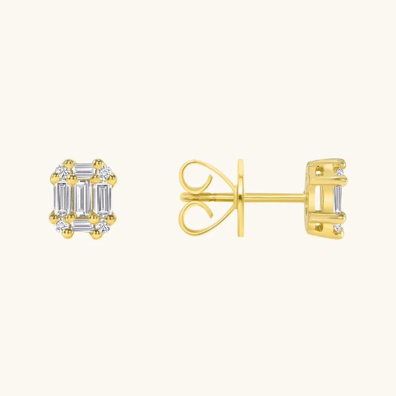 Baguette Stud Illusion Earrings