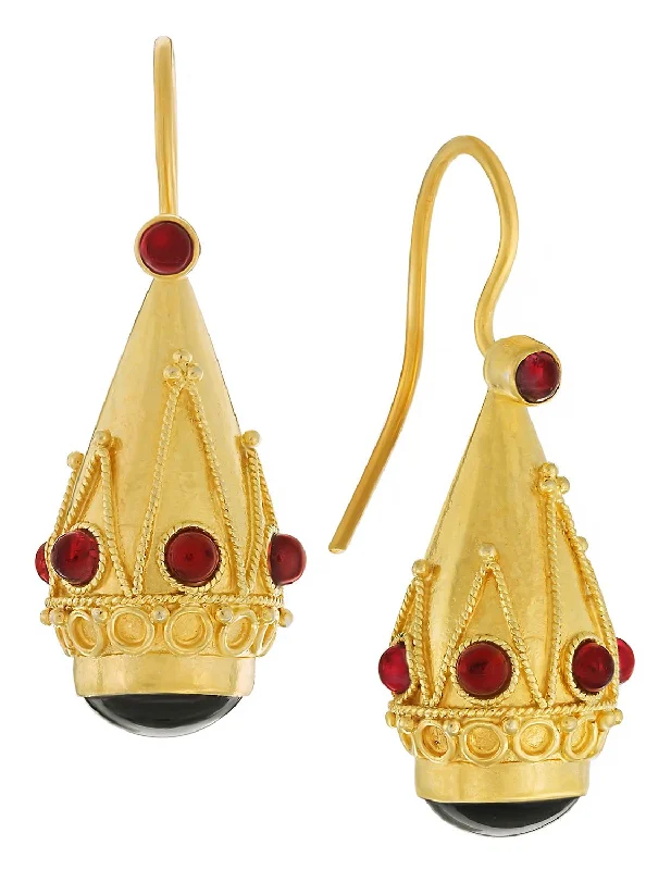 Crown Of Pompeii Onyx and Garnet Earrings