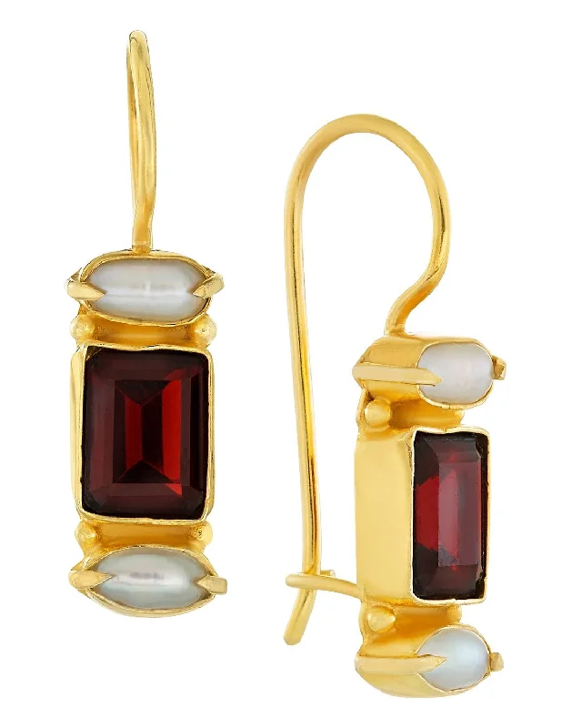 Dorset Garnet and Pearl Earrings