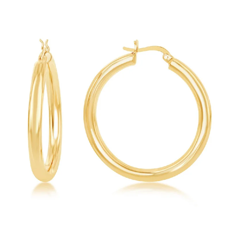 Gold Plated Sterling Silver Polished Hoop Earrings