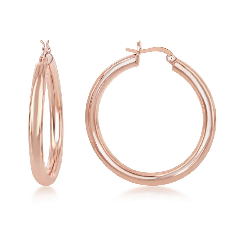 Rose Gold Plated Sterling Silver Polished Hoop Earrings