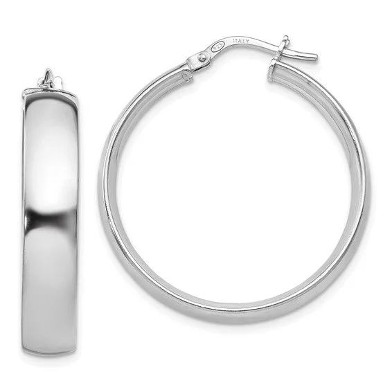 Sterling Silver Polished Hinged Hoop Earrings